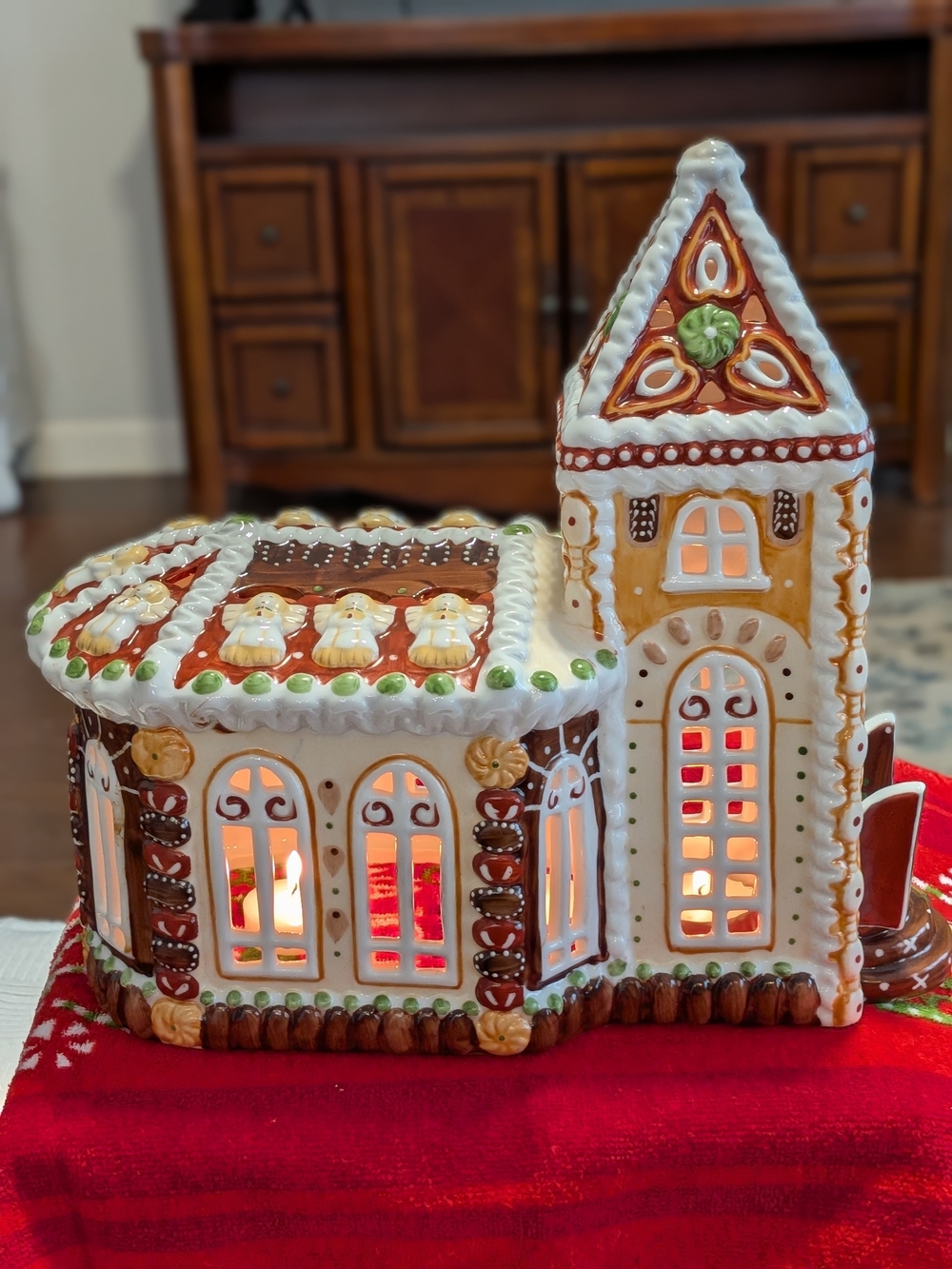 Holiday Gingerbread House Ceramic Tealight Holder - Unbranded